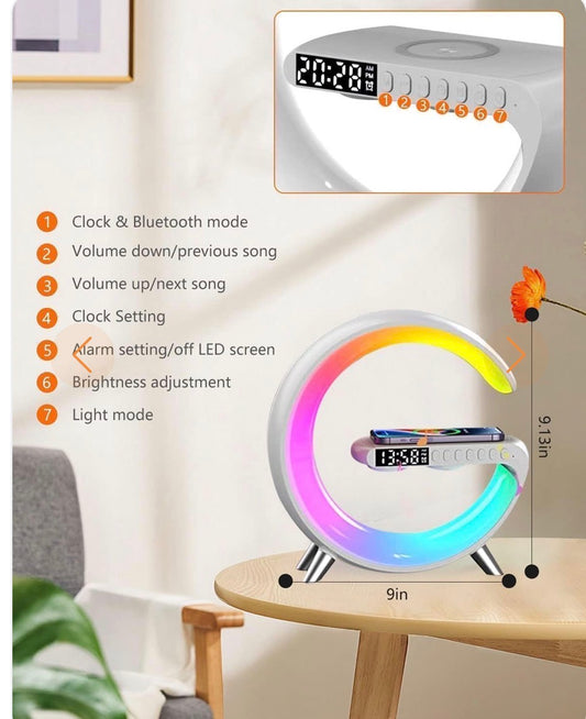 Mini altavoz Bluetooth 3 en 1 con cargador inalámbrico y lámpara LED